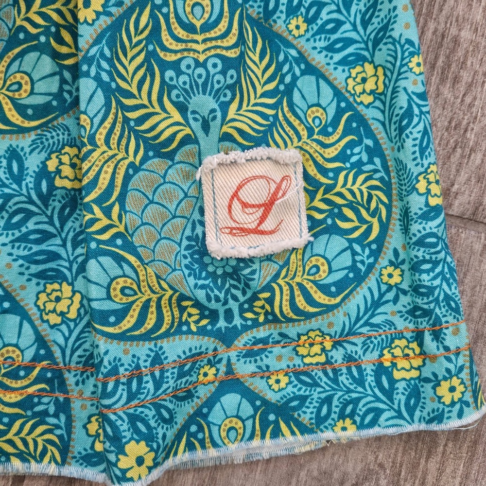Lema French Market Skirts Womens OS Teal Peacock Damask A-Line Cotton Artsy Folk - Picture 4 of 6